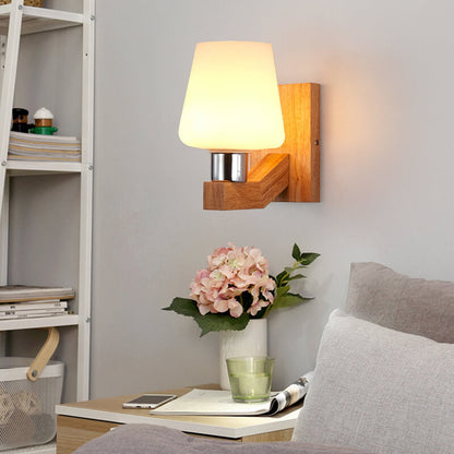 GlasHoutLicht – Nordic Wandlamp met Glas en Hout