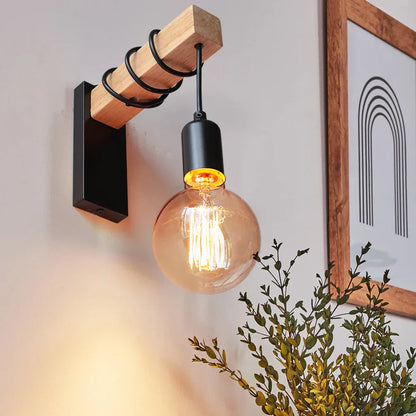 HoutStaal - Moderne Wandlamp van Hout en Metaal