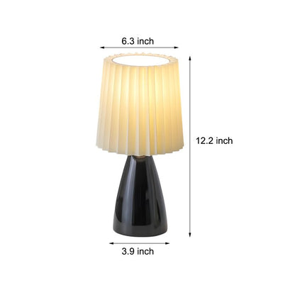 12'' Pleated Fabrics - Tafellamp met Glasbasis en USB, Dimbaar met 1 Lichtpunt