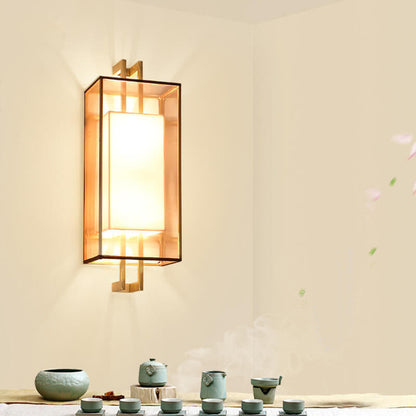 OrientArti - Minimalistische 1-Licht Wandlamp met Chinese Elementen in Stof