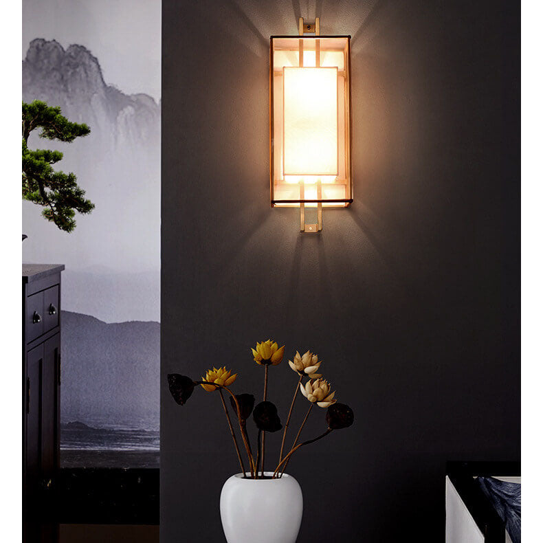 OrientArti - Minimalistische 1-Licht Wandlamp met Chinese Elementen in Stof