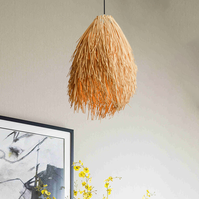 ZenRiet - Beige Rieten Hanglamp in Aziatische Stijl