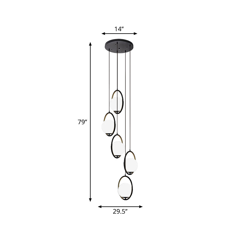 LichtCascade - Zwarte Glas Hanglamp voor Trap