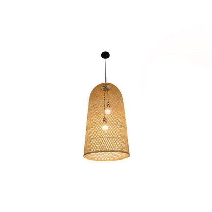 BambooFlair - Aziatische Houten Hanglamp met Twee Lichtpunten