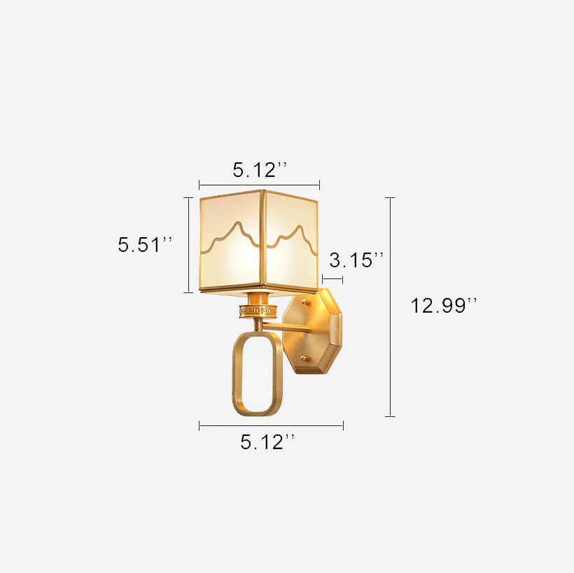 OrientCube - Kubusvormige 1-licht Wandlamp met Chinese Elementen