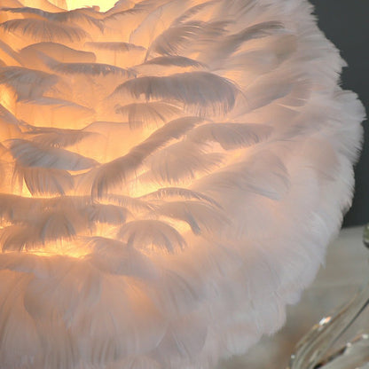 FeatherGlimmer - Romantische Bedlamp met Veerontwerp