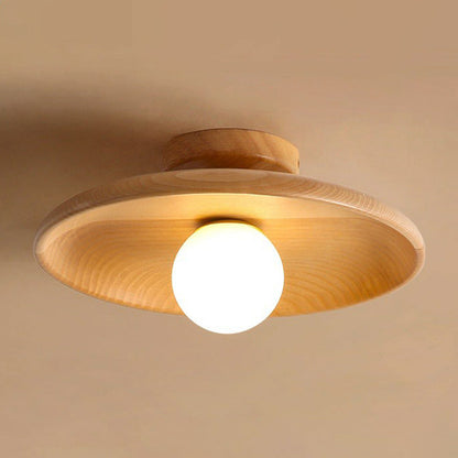 HoutCirkel - Minimalistische Plafondlamp met Houten Design