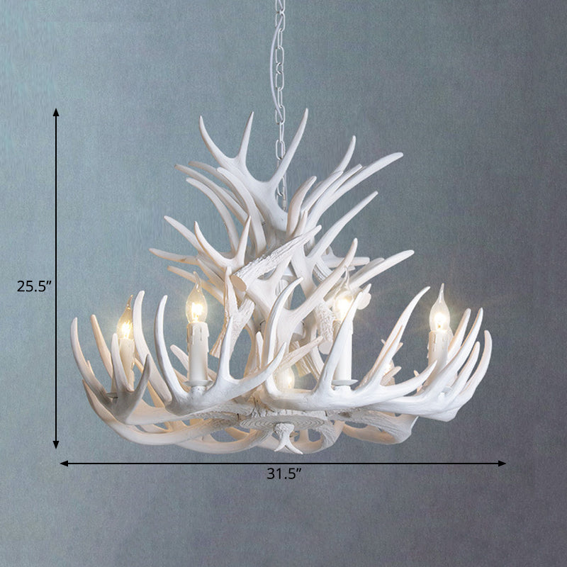 AntlerGlow – Rustieke Witte Gewei Hars Kroonluchter