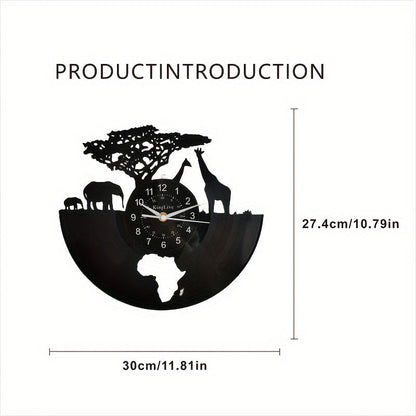 GiraffeTijdVinyl – Stille Vinyl Klok voor Woonkamer en Keuken