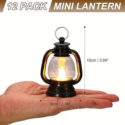 VintageGlow - 12pc Mini LED Christmas Lanterns with Twinkling Lights