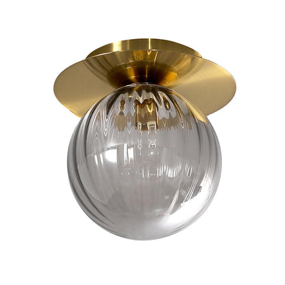 GlobeGoud - Plafondlamp met Gerookt Waterglas en Gouden Afwerking