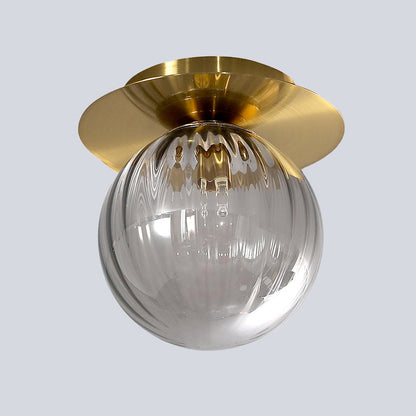 GlobeGoud - Plafondlamp met Gerookt Waterglas en Gouden Afwerking