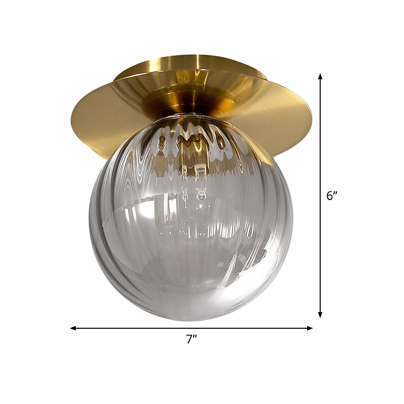 GlobeGoud - Plafondlamp met Gerookt Waterglas en Gouden Afwerking