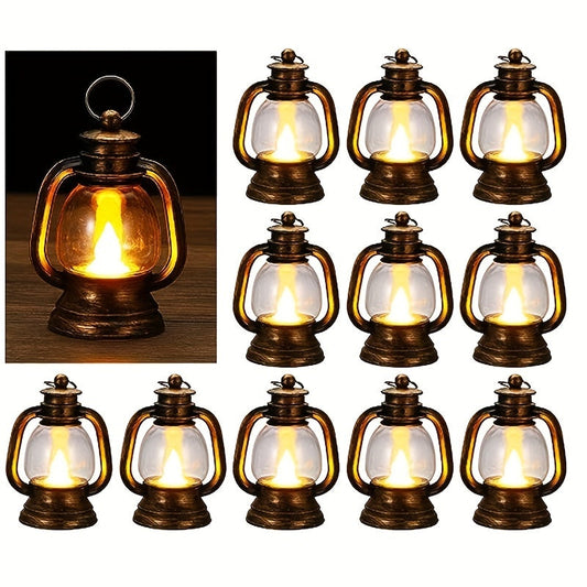 VintageGlow - 12pc Mini LED Christmas Lanterns with Twinkling Lights