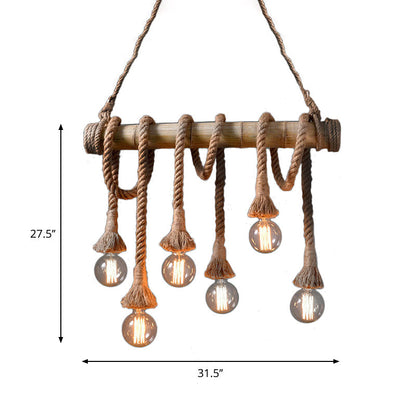 TouwLantaarn - Bamboe Plafondlamp met Verstelbaar Touw