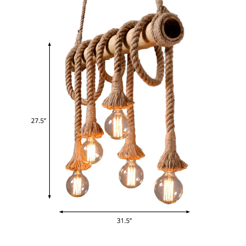 TouwLantaarn - Bamboe Plafondlamp met Verstelbaar Touw