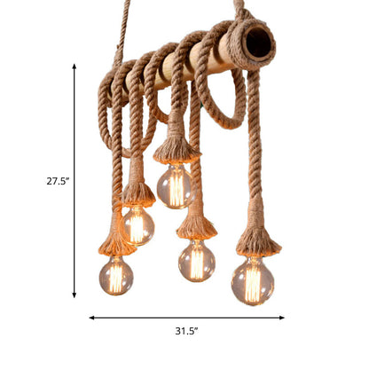 TouwLantaarn - Bamboe Plafondlamp met Verstelbaar Touw