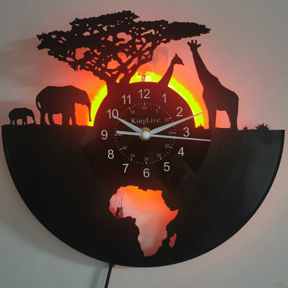 GiraffeTijdVinyl – Stille Vinyl Klok voor Woonkamer en Keuken