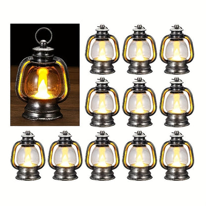 VintageGlow - 12pc Mini LED Christmas Lanterns with Twinkling Lights