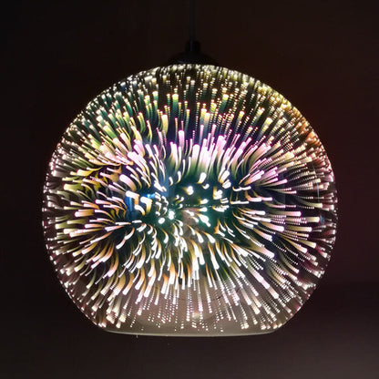 IllumiLux 3D Vuurwerk Glas Enkel-Licht Koepel Hanglamp