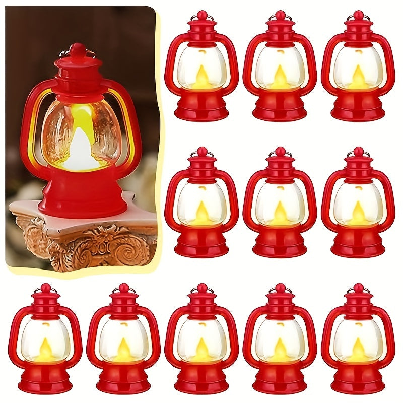 VintageGlow - 12pc Mini LED Christmas Lanterns with Twinkling Lights