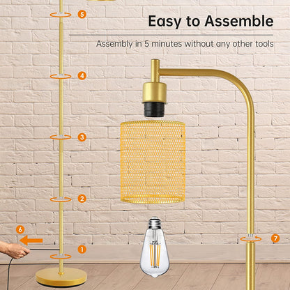 IndustrieGoud - Stoere Gouden Vloerlamp