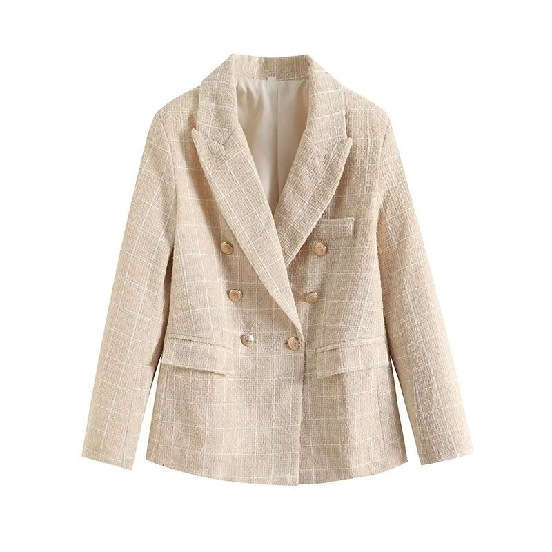 Quinley - Tweed Blazer met Dubbelrijig Design