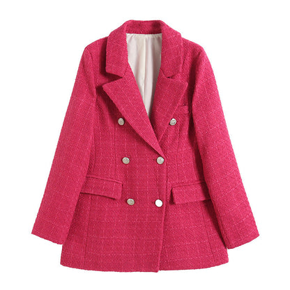 Quinley - Tweed Blazer met Dubbelrijig Design