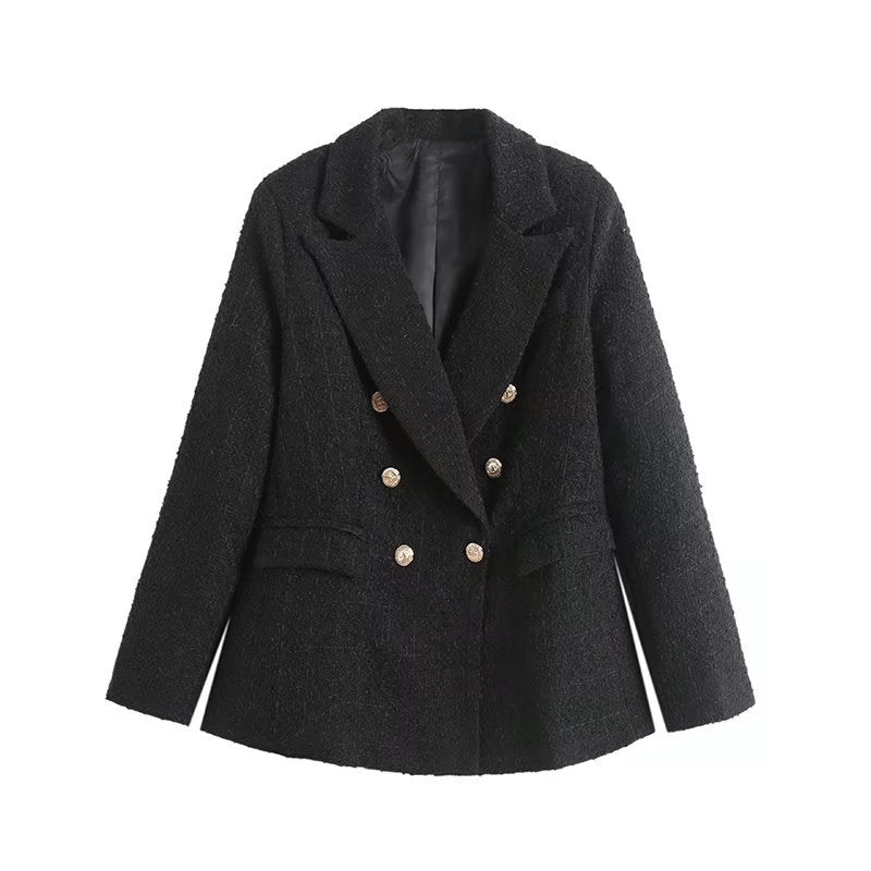 Quinley - Tweed Blazer met Dubbelrijig Design