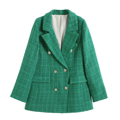 Quinley - Tweed Blazer met Dubbelrijig Design