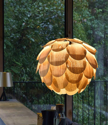 PineLicht - Houten Hanglamp in Ananasvorm