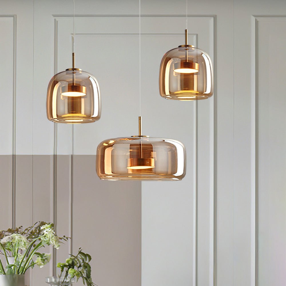 Aurora Lux - Retro LED Hanglampen Gouden Amber Metaal Glas voor Slaapkamer