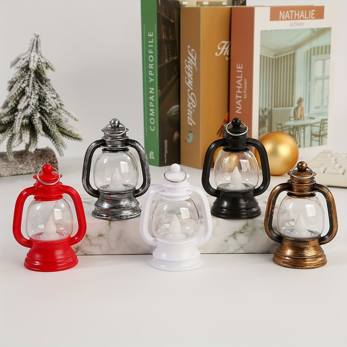 VintageGlow - 12pc Mini LED Christmas Lanterns with Twinkling Lights