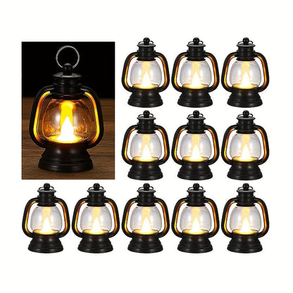 VintageGlow - 12pc Mini LED Christmas Lanterns with Twinkling Lights