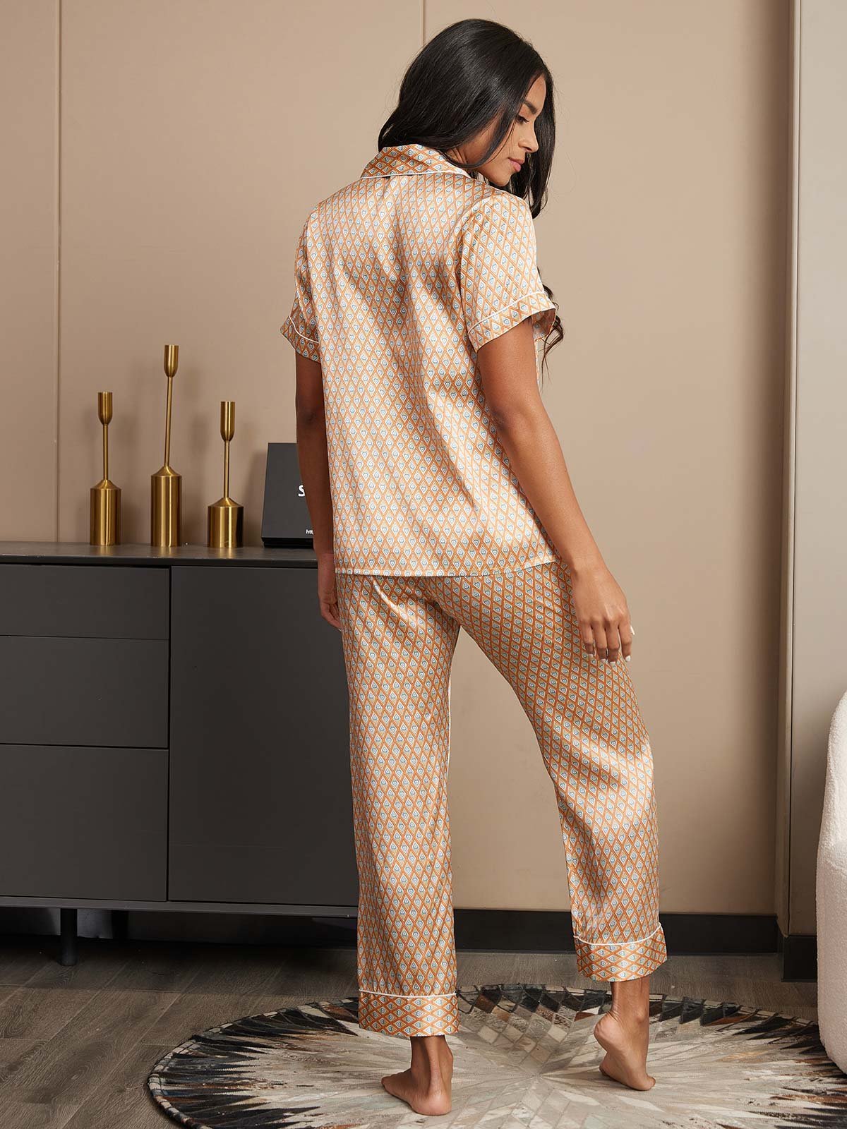 Elysia - Geometric Silk Pajama Elegance