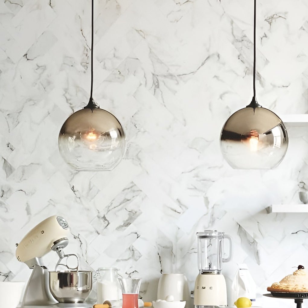 GlobeElegance - Luxe Glas Hanglamp met LED voor een Strakke Keuken en Eetkamer