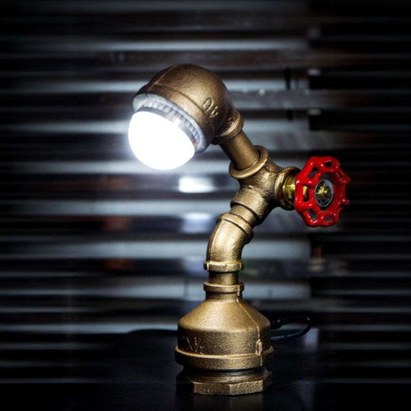 GlowGear - Steampunk Messing Robotlicht met Draaiklep Schakelaar