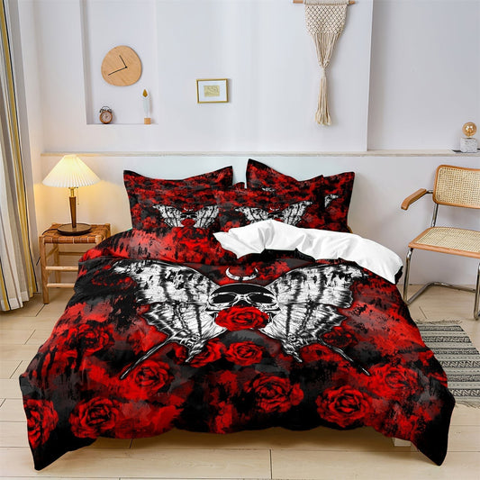 GothicRose - Stoere Skull Roos Dekbedovertrek Beddengoed Set