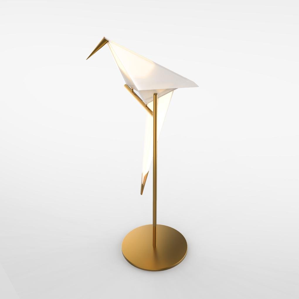 LuxeWing - Gouden Origami Tafellamp met Kraanvogel