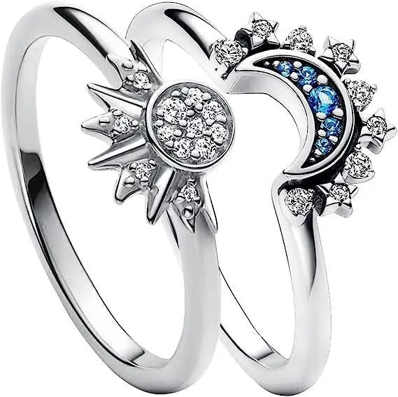 ZonMaanLiefde - Tweedelige Ring Set