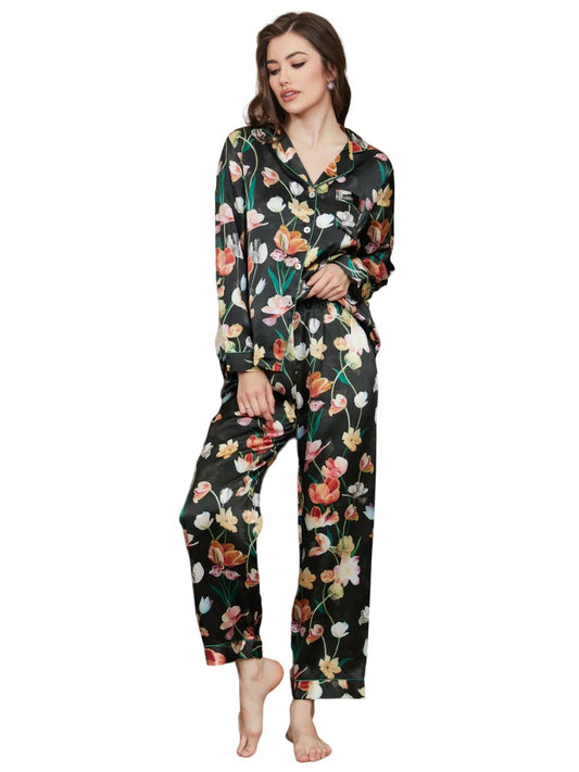 Margaux - Zijde Pyjamaset met Bloemenmotief