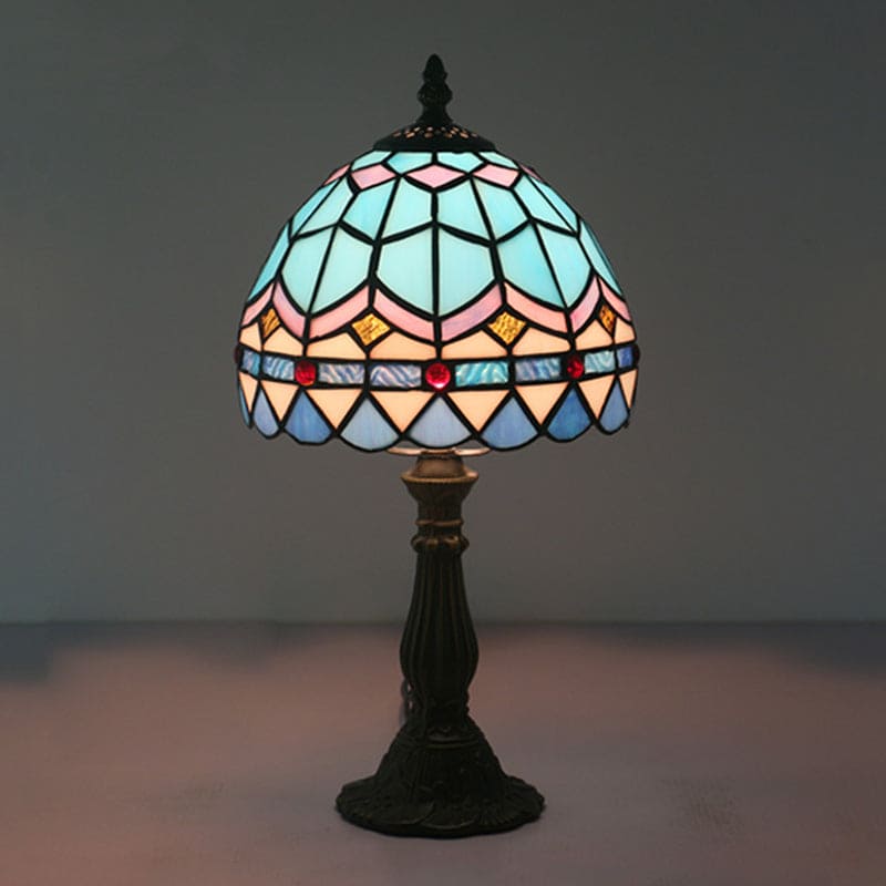 TiffanyGlow - Gekleurde Glaslamp met Loodlijnen