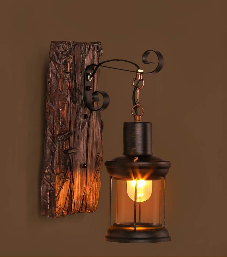 VerdeLume - Wandlamp met Houten Sokkel en Glasdesign