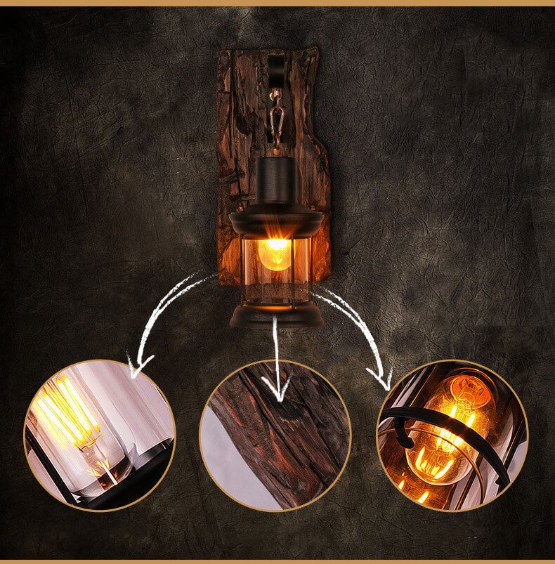 VerdeLume - Wandlamp met Houten Sokkel en Glasdesign