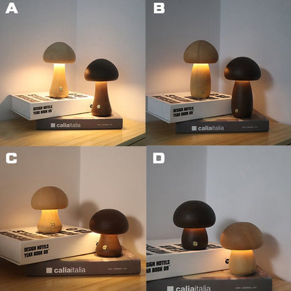 WoodenGlow | Houten Paddenstoel LED Nachtlampje met Touch Schakelaar | Sfeervolle Verlichting | Kindvriendelijk